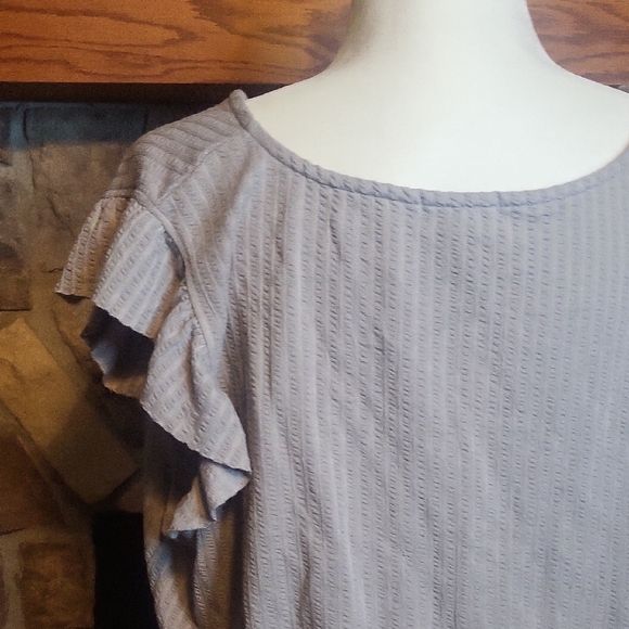 Maurices Heather Gray Flutter Sleeve Blouse - Picture 7 of 8